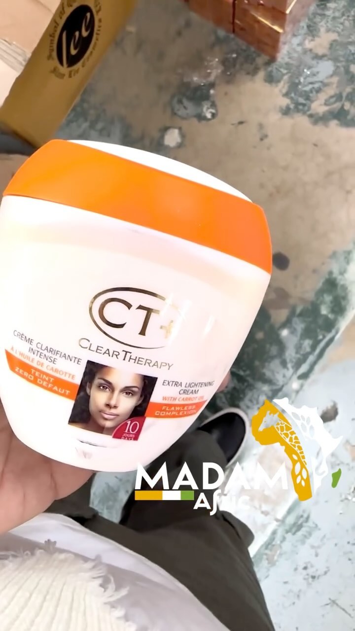 ct+ carrot cream in hands, madamafric logo