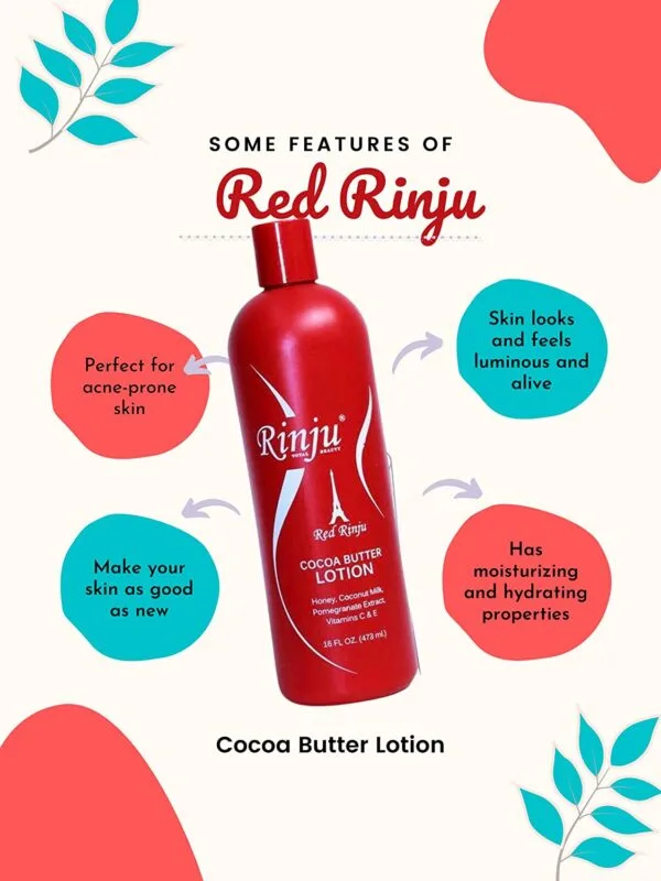 RINJU  RED COCOA BUTTER LOTION ( HONEY COCONUT MILK POMEGRANATE EXTRAC VITAMINA C. E )